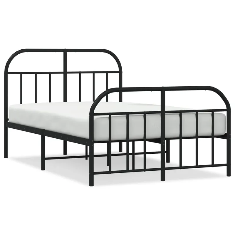Estructura cama metal con cabecero y estribo blanco 120x190 cm con cabecero y pie de cama - Descanso