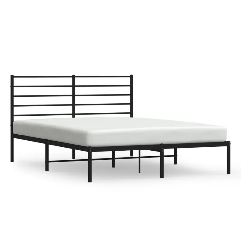 Estructura de cama con cabecero metal negro 120x190 cm con cabecero - Descanso