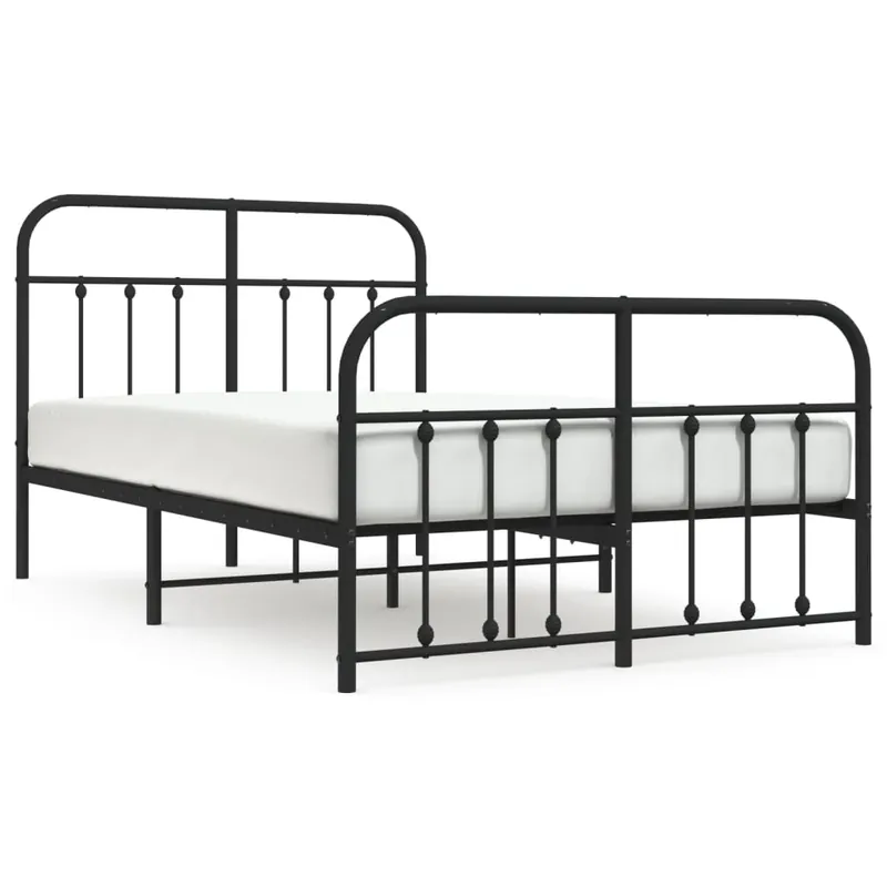 Estructura cama metal con cabecero y estribo blanco 120x200 cm con cabecero y pie de cama - Descanso