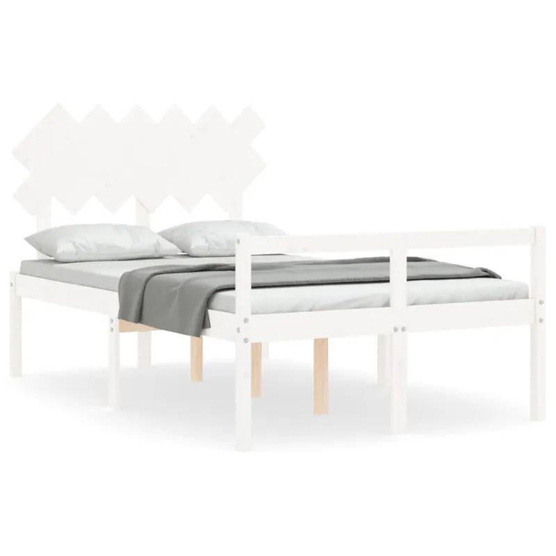 Estructura de cama con cabecero madera maciza 120x200 cm - Descanso