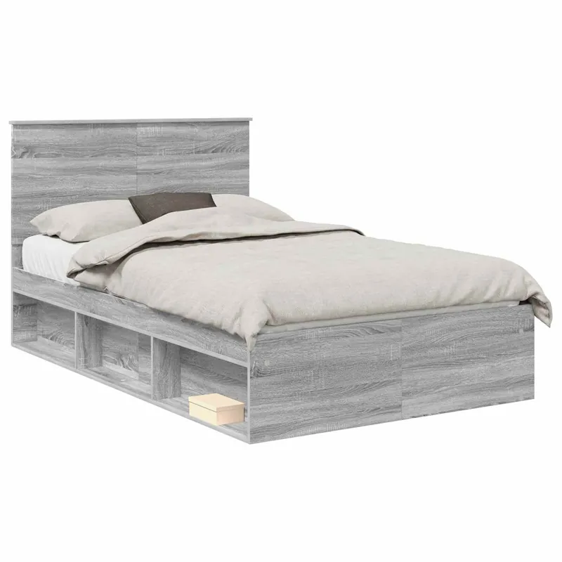 Estructura de cama matrimonial Estilo con cabecera Roble ahumado 120 x 200 cm - Descanso