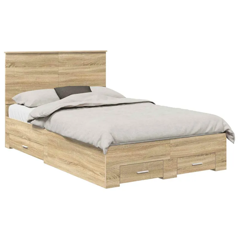 Estructura de cama matrimonial Estilo con cabecera Roble Sonoma 120 x 200 cm - Descanso