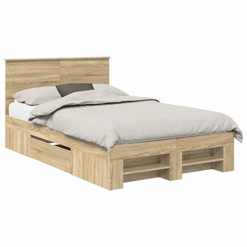 Estructura de cama matrimonial Estilo con cabecera Roble Sonoma 120 x 200 cm - Descanso