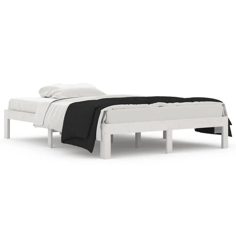Estructura de cama madera maciza doble blanca 135x190cm - Descanso