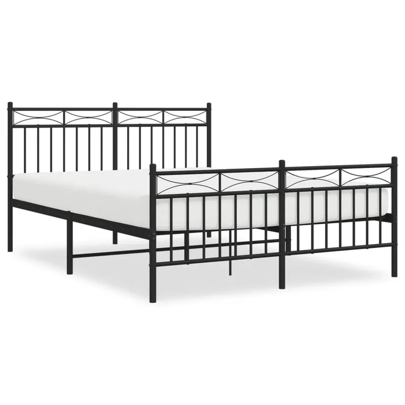 Estructura cama metal con cabecero y estribo blanco 135x190 cm con cabecero y pie de cama - Descanso