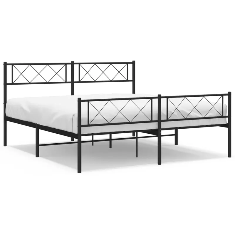Estructura de cama cabecero y pie de cama metal negro 135x190cm con cabecero y pie de cama - Descanso