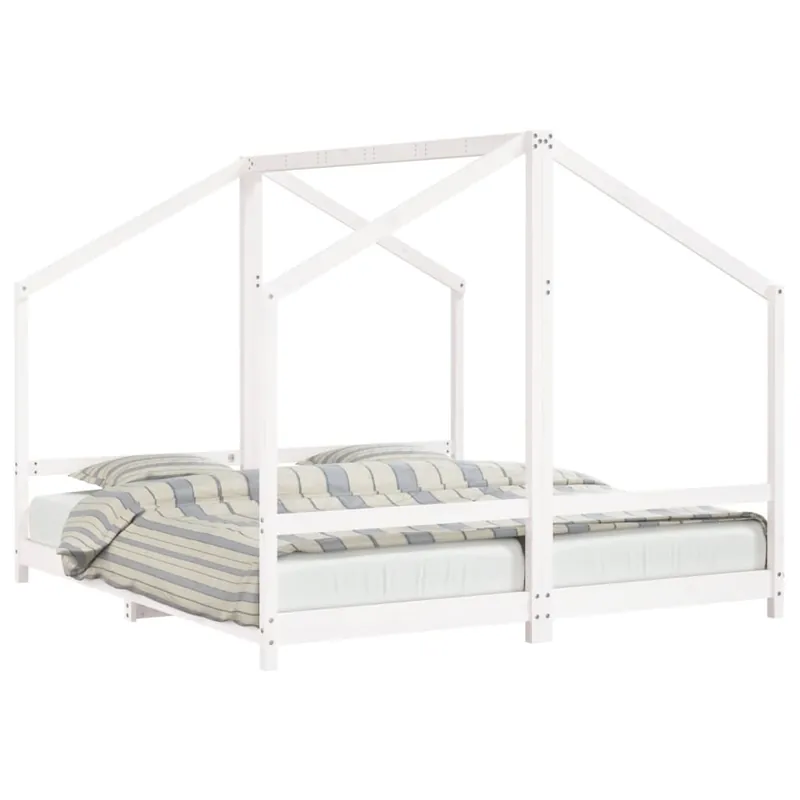vidaXL Estructura de cama para niños madera pino blanco 2x(90x200) cm - Descanso