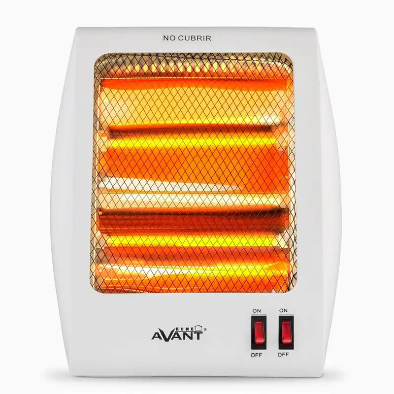 AVANT AV7585 - Estufa Eléctrica De Cuarzo con 2 Tubos, 800w. 2 Niveles De Potencia: 400 W - 800 W. Interruptor Antivuelco, Protección Térmica. Color Gris