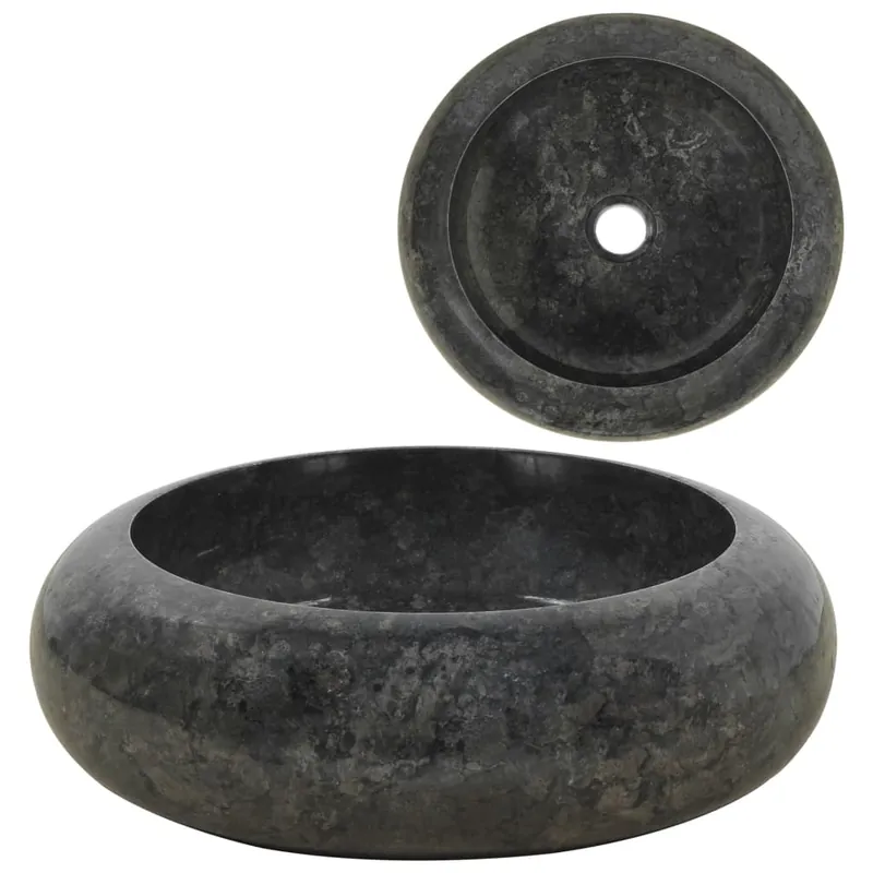 vidaXL Lavabo de mármol negro 40x12 cm - Baño