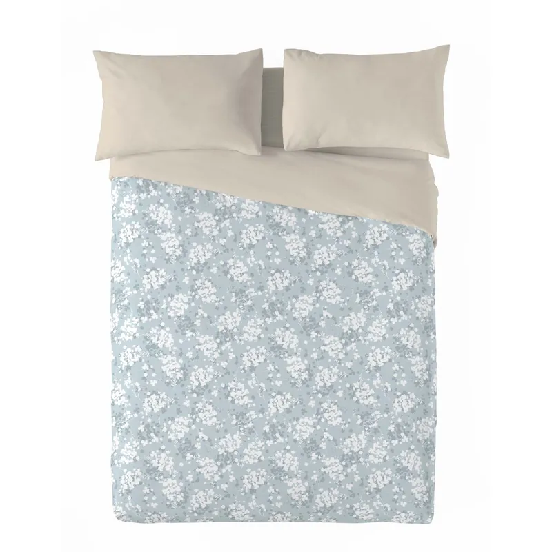 SANDAL - Funda Nórdica Estampada cama 90 - Algodón Extrasuave - Incluye 1 Funda de Almohada - SOFT LEAVES AZUL