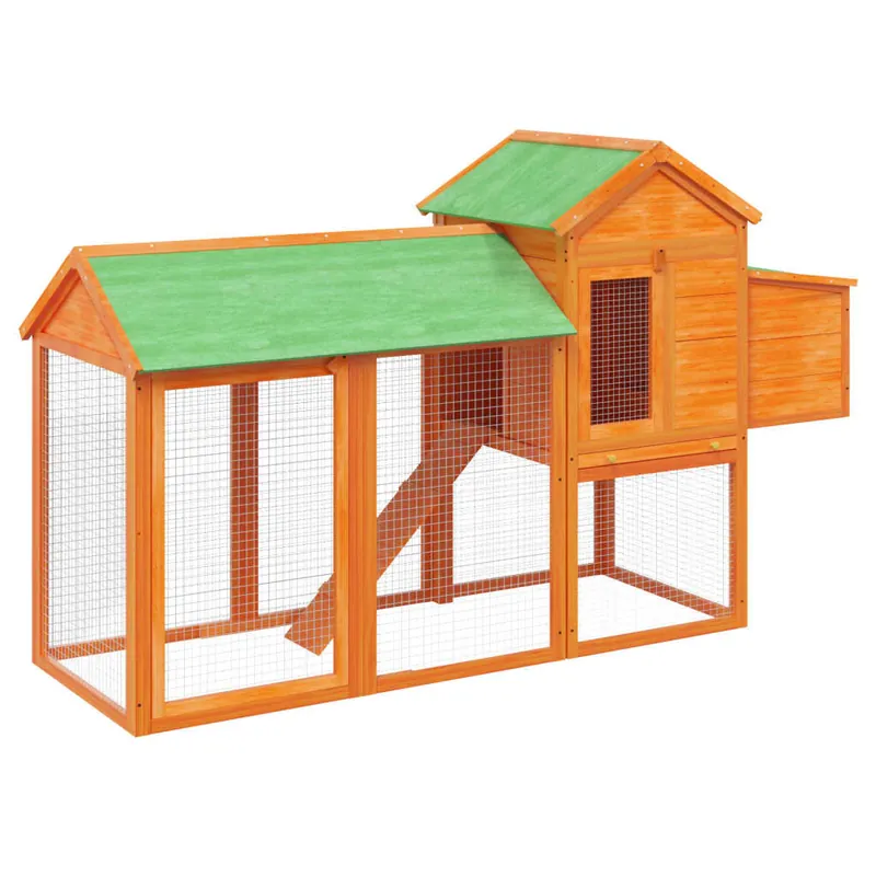 vidaXL Gallinero madera maciza de pino marrón 193x65x117 cm - Jardín