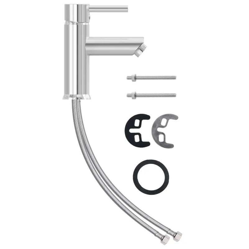 vidaXL Grifo para lavabo de baño acabado cromado 130x176 mm