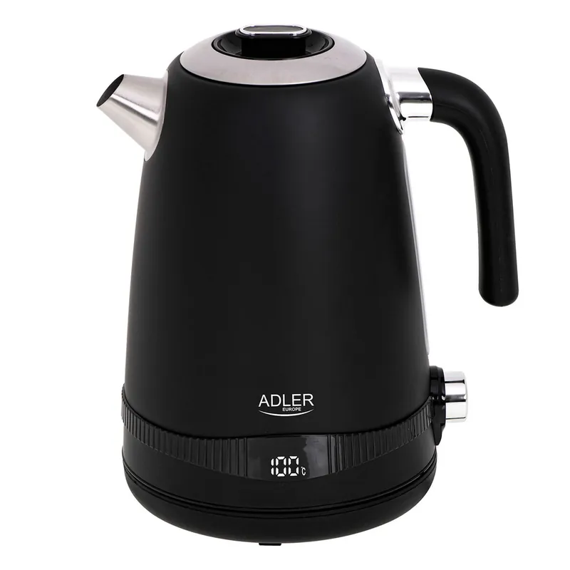 Adler AD1295B Hervidor Agua Eléctrico, Capacidad 1,7L, sin BPA, Control Temperatura, Acero Inox, Inalámbrico, 2200, Negro - Electrodomésticos