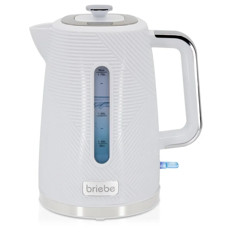 Briebe KT1168WHT Elegance Hervidor Agua Eléctrico 1,7L Inalámbrico Ebullición Rápida, Libre de BPA, Base de 360°, 2200, Blanco - Electrodomésticos