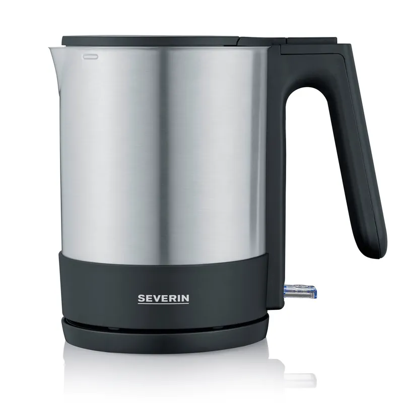 SEVERIN - Hervidor, potente y compacto hervidor de acero inoxidable, hervidor eléctrico con filtro de cal, acero inoxidable/negro, WK 3409