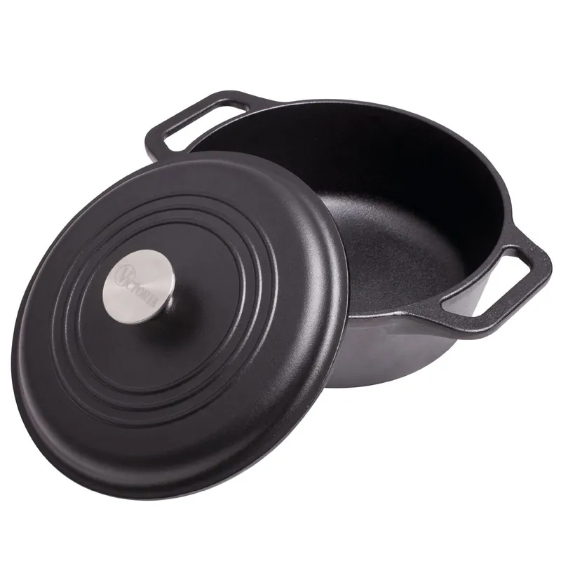 Horno Holandés Olla Inducción Hierro Fundido Curado 27cm, Cocotte 5,7L, sin PTFE ni PFOA, Victoria 33811 - Cocina