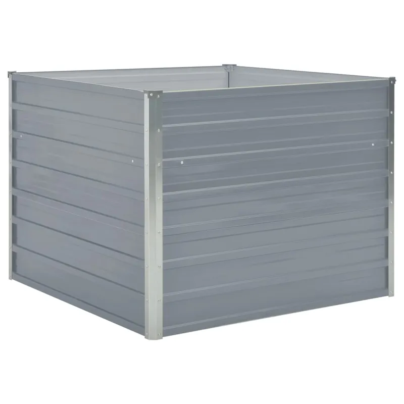 Jardinera 100 x 100 x 77 cm acero galvanizado gris 02_0000788 - Jardín