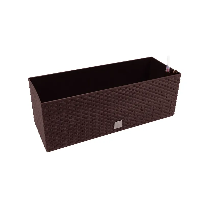 Jardinera rectangular 17 litros con autorriego color chocolate 52x20x19cm - Jardín