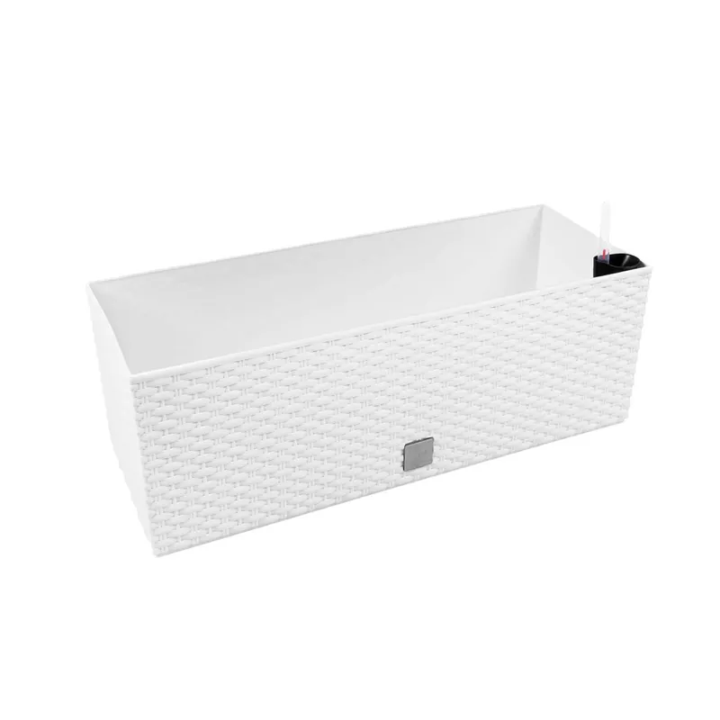 Jardinera rectangular 17 litros con autorriego color blanco 52x20x19cm - Jardín