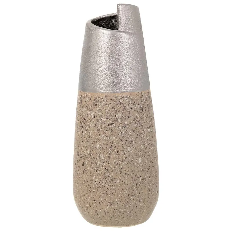Jarrón de cerámica plateado 12,5x12,5x28 - Decoración