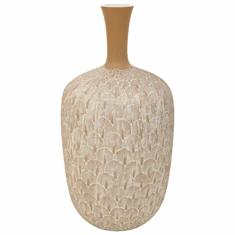 Jarrón Alexandra House Living Blanco Dorado Poliresina 21 x 41 x 21 cm - Decoración