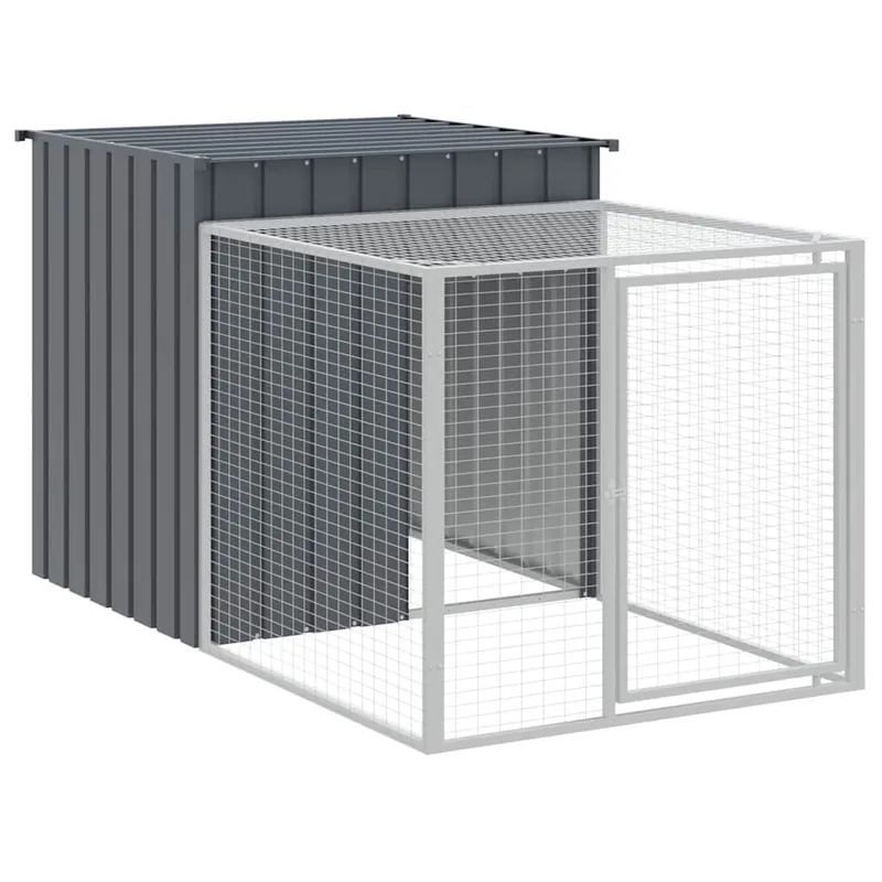 vidaXL Gallinero con corral acero galvanizado gris 110x201x110 cm - Jardín