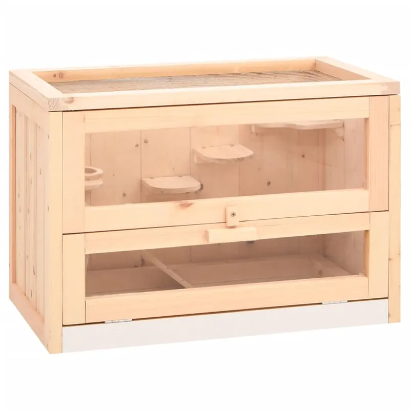 vidaXL Jaula para hámster madera maciza abeto 60x35,5x42 cm - Jardín