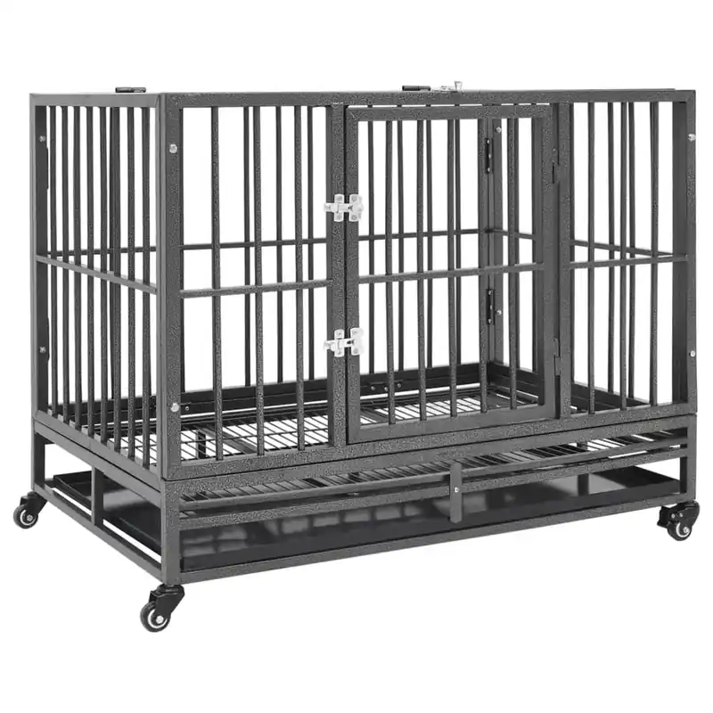 vidaXL Jaula de perro resistente con ruedas acero 92x62x76 cm - Jardín