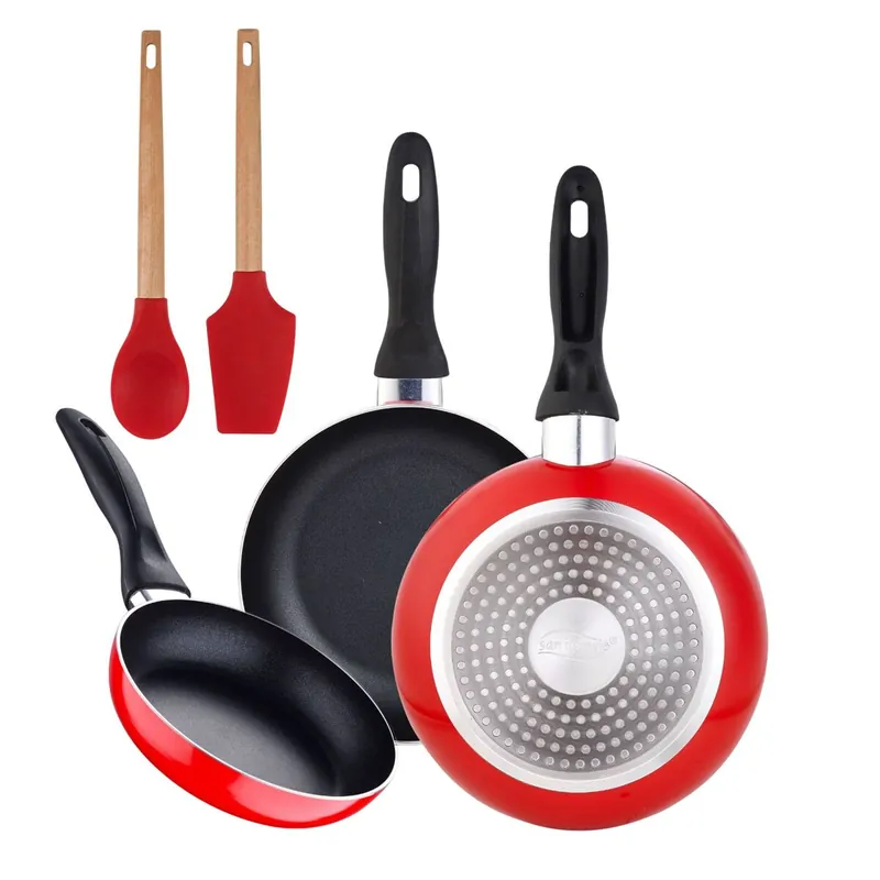 Juego de 3 sartenes San Ignacio 16/20/24 cm +Juego de 2 utensilios de cocina de silicona