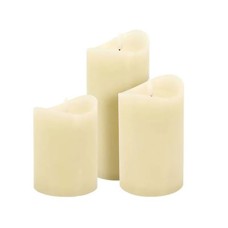 Well Home Juego de 3 Velas LED con efecto Gelatina en color Marfil y tamaños variados - Decoración