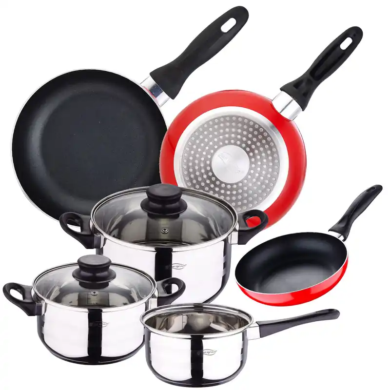 Juego de Batería de cocina de 5 piezas + 3 sartenes 16/20/24 cm