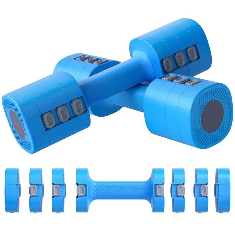 SPORTNOW Juego de Mancuernas Ajustables 4 en 1, 1/1,5/2/2,5 kg, Juego de Pesas y Mancuernas de Metal con Mangos Antideslizantes y Diseño Cuadrado, para Entrenamiento en Casa, Gimnasio, Azul - Deporte