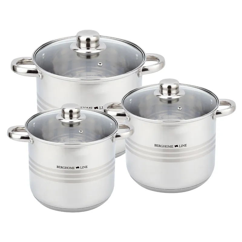 Juego de Ollas Klack 6 Piezas de Acero Inoxidable con Tapas, Apto para Inducción y Lavavajillas - Cocina