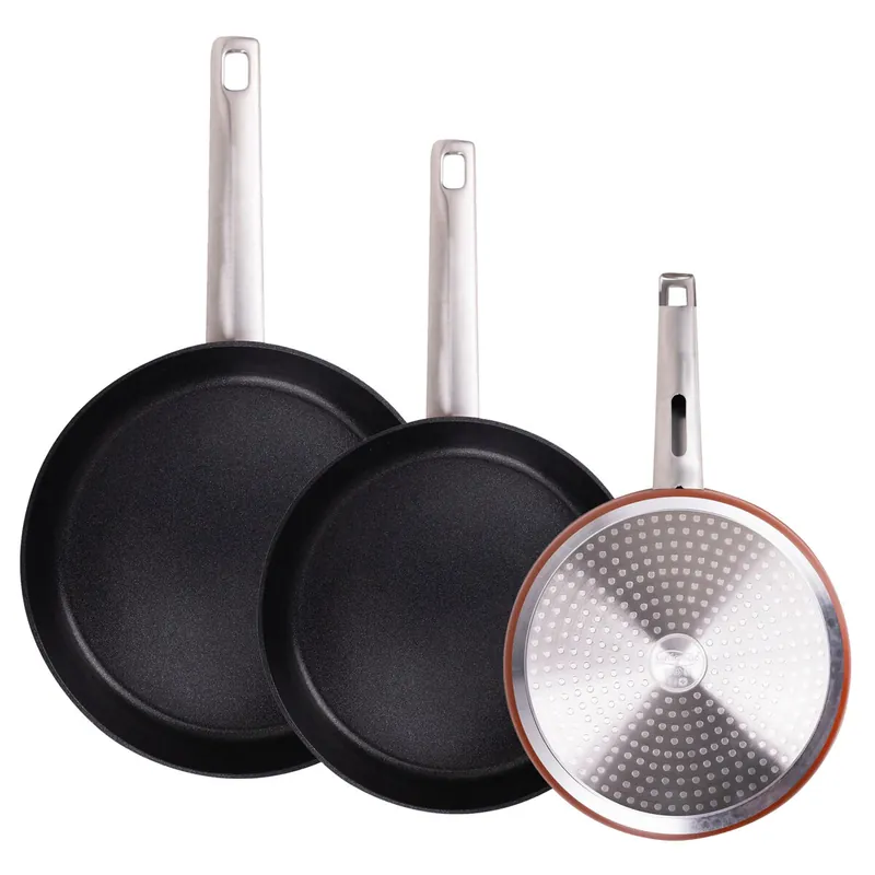 Juego de 3 Sartenes Ø24Ø28Ø30cm en Aluminio forjado AGROS San Ignacio - Cocina