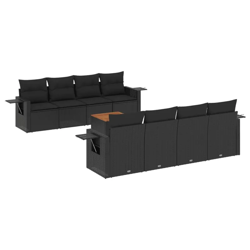 vidaXL Set de muebles de jardín 9 pzas y cojines ratán sintético gris