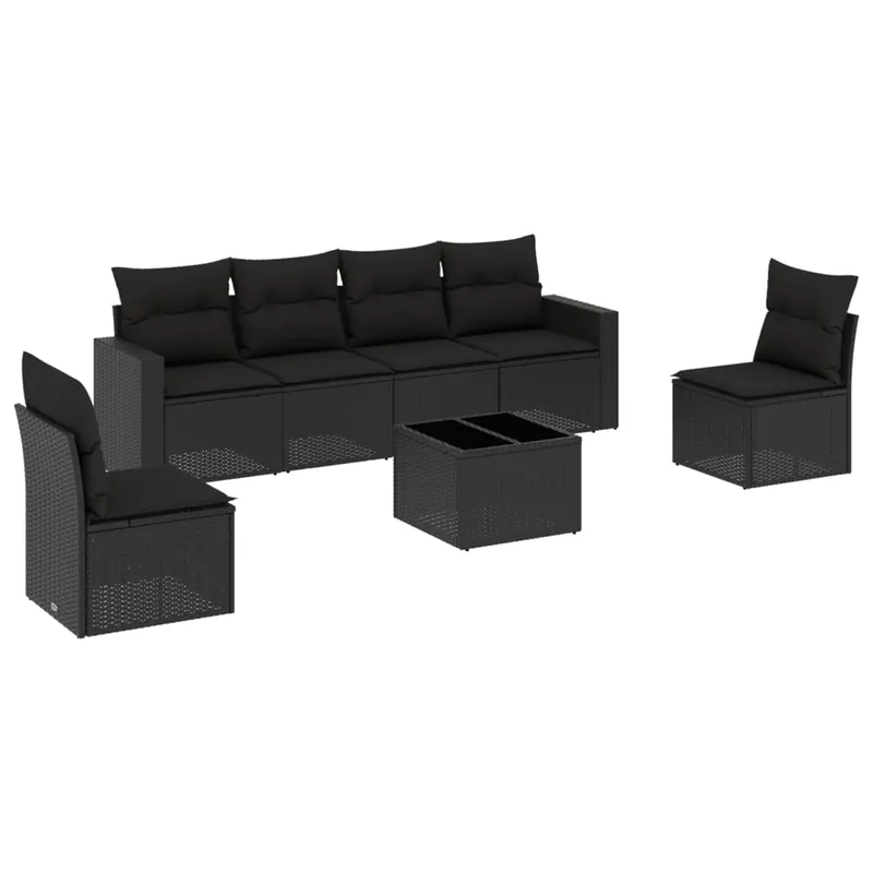 vidaXL Set de sofás de jardín 7 piezas con cojines ratán PE gris
