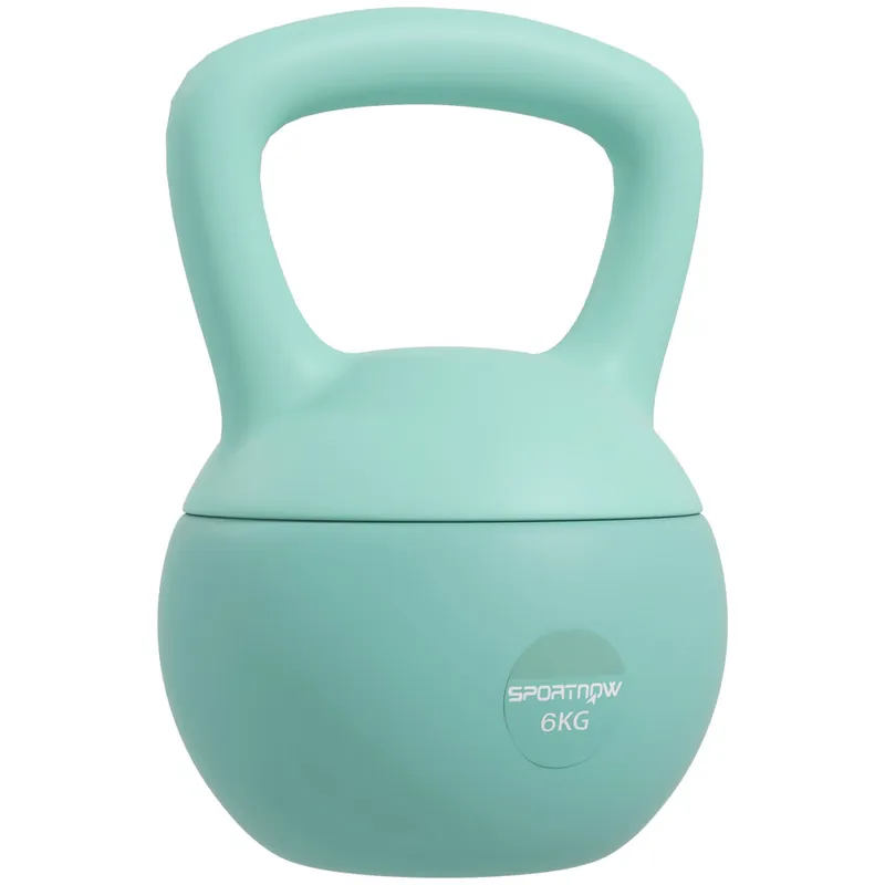 SPORTNOW Pesa Rusa 6 kg, Soft Kettlebell Relleno de Arena Metálica y Mango Antideslizante, para Entrenamiento Culturismo en Casa, Gimnasio, Verde - Deporte