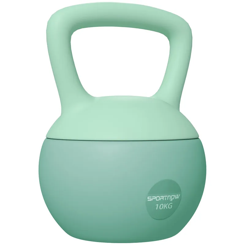 SPORTNOW Pesa Rusa 10 kg, Soft Kettlebell Relleno de Arena Metálica y Mango Antideslizante, para Entrenamiento Culturismo en Casa, Gimnasio, Verde - Deporte