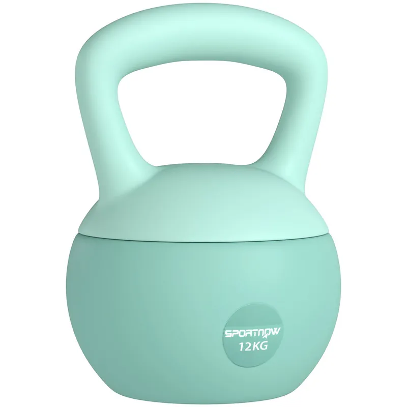 SPORTNOW Pesa Rusa 12 kg, Soft Kettlebell Relleno de Arena Metálica y Mango Antideslizante, para Entrenamiento Culturismo en Casa, Gimnasio, Verde - Deporte
