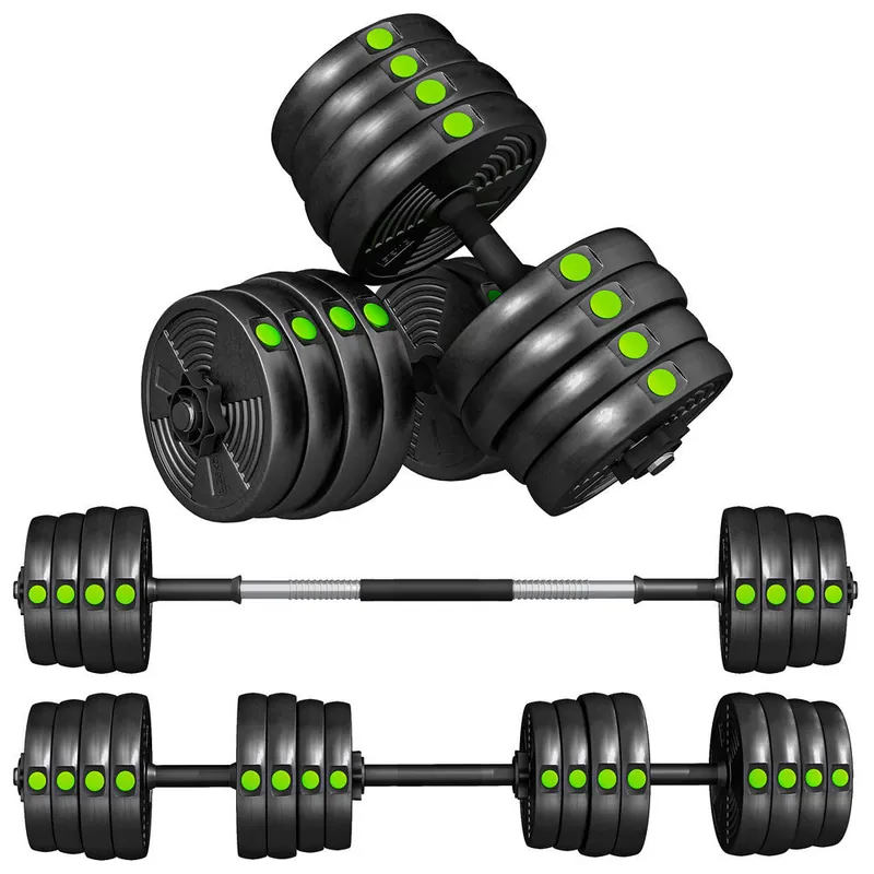 SPORTNOW Juego de Mancuernas Ajustables 2 en 1, 30kg, Juego de Pesas con Barra de Conexión y Mango Antideslizante, Pesas y Mancuernas para Hombres y Mujeres, Ejercicio de Fitness, Casa Gimnasio - Deporte