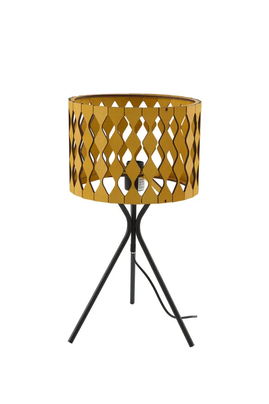 Lámpara de sobremesa de contrachapado miel y negro - Decoración