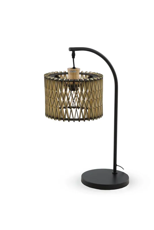 Lampara de sobremesa de contrachapado natural y negro - Decoración