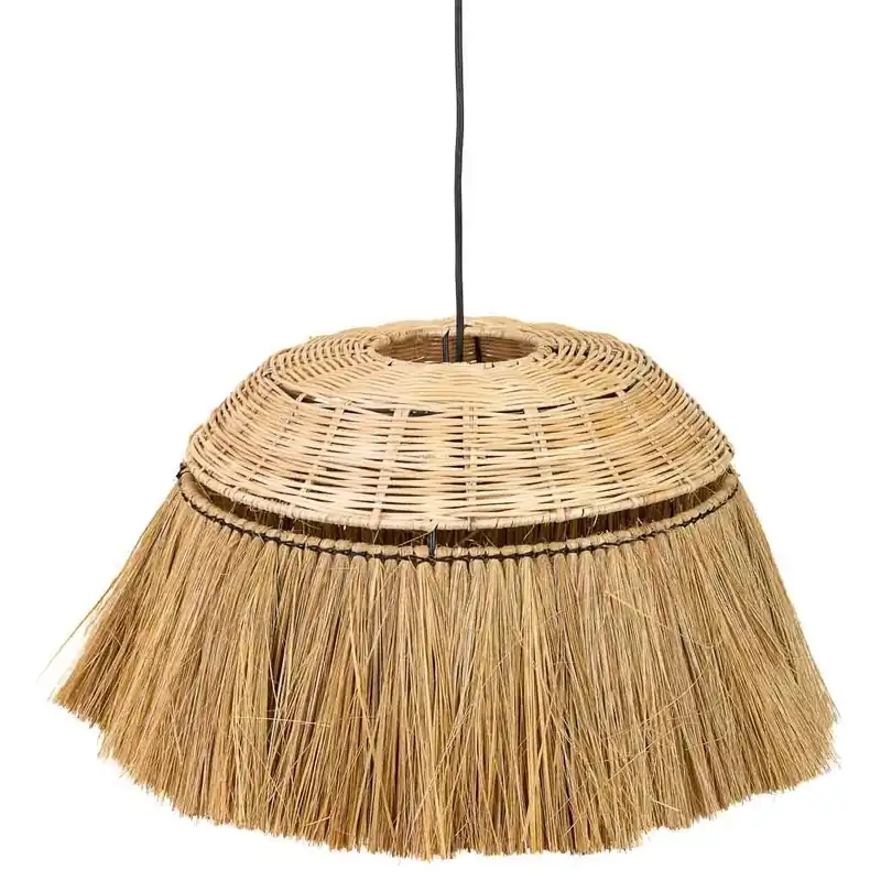 Lámpara de techo de fibra natural marrón 50x50x30 - Decoración