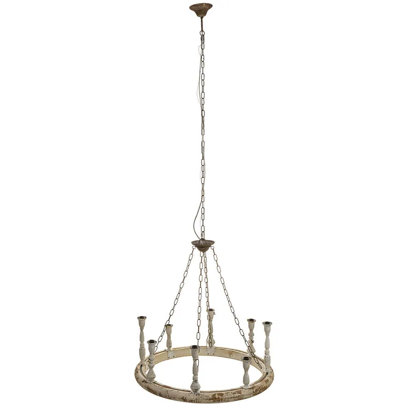 Lampara de techo de madera y metal acabado envejecido D75x33 - Decoración