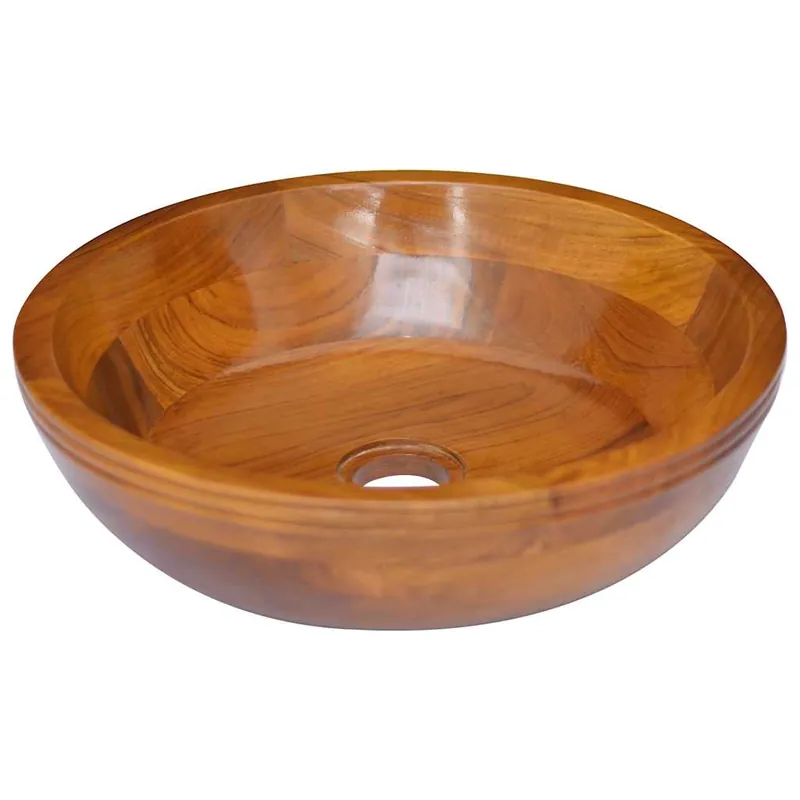 vidaXL Lavabo de madera maciza de teca Φ40x10 cm - Baño