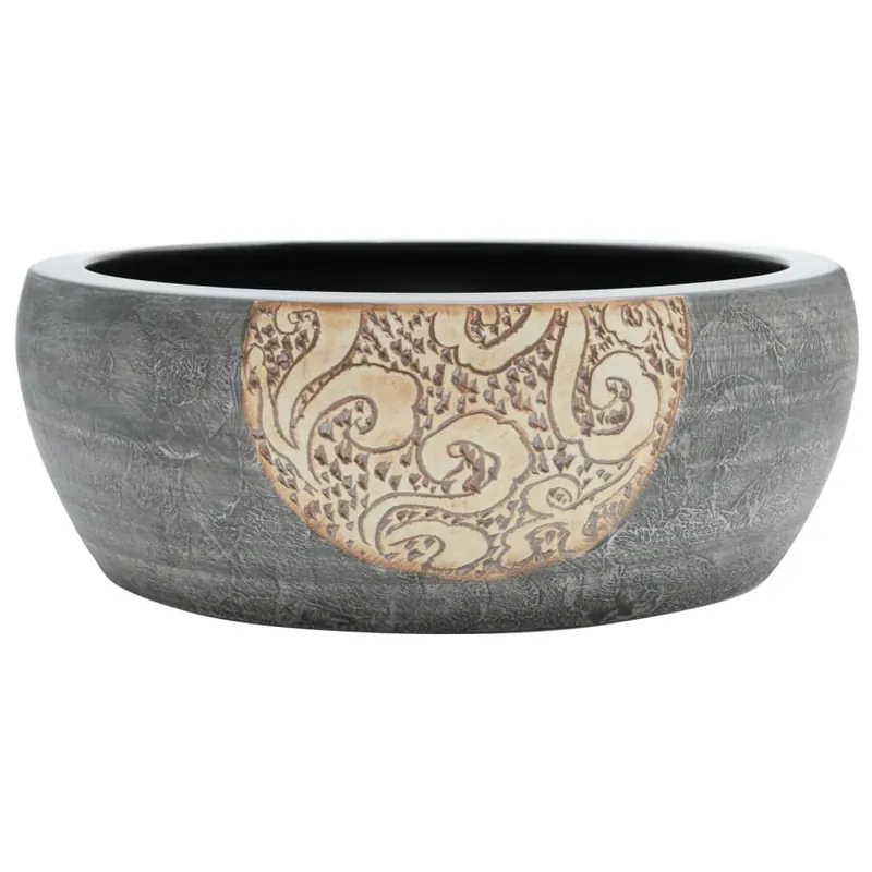 vidaXL Lavabo sobre encimera redondo cerámica marrón y negro Φ41x14 cm - Baño