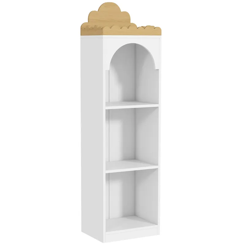 AIYAPLAY Librería Infantil Estantería para Libros de 3 Niveles Estantería Infantil para Guarderías Habitación de Niños Blanco y Natural - Muebles
