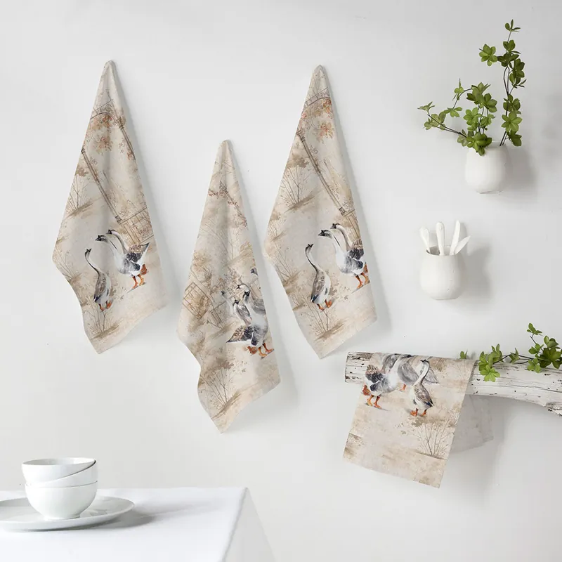 Lote de 4 paños de cocina OCAS gris/azul 50x70 cm