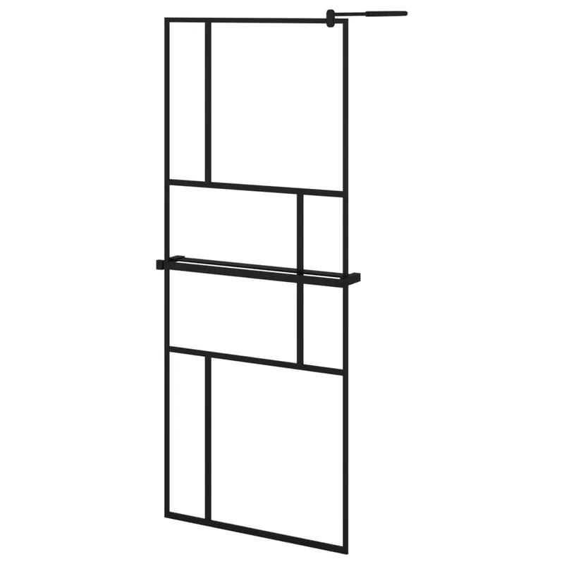 vidaXL Mampara ducha con estante vidrio ESG y aluminio negro 80x195 cm - Baño