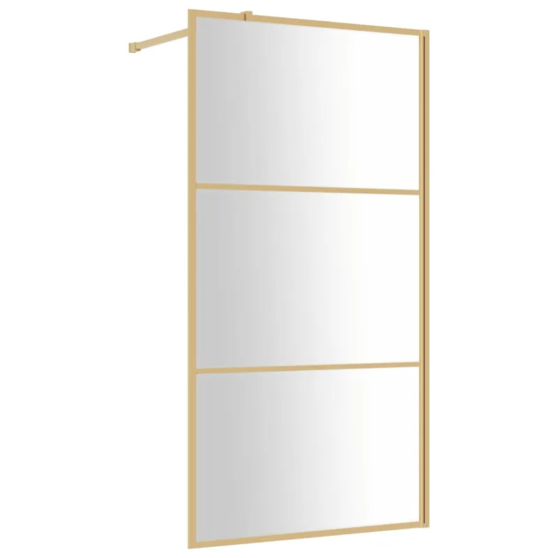 vidaXL Mampara puerta de ducha vidrio transparente ESG dorado 80x195cm - Baño